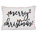 Saro Lifestyle SARO 5511.W1420BC 14 x 20 in. Oblong White Merry Christmas Design Pillow Cover 5511.W1420BC